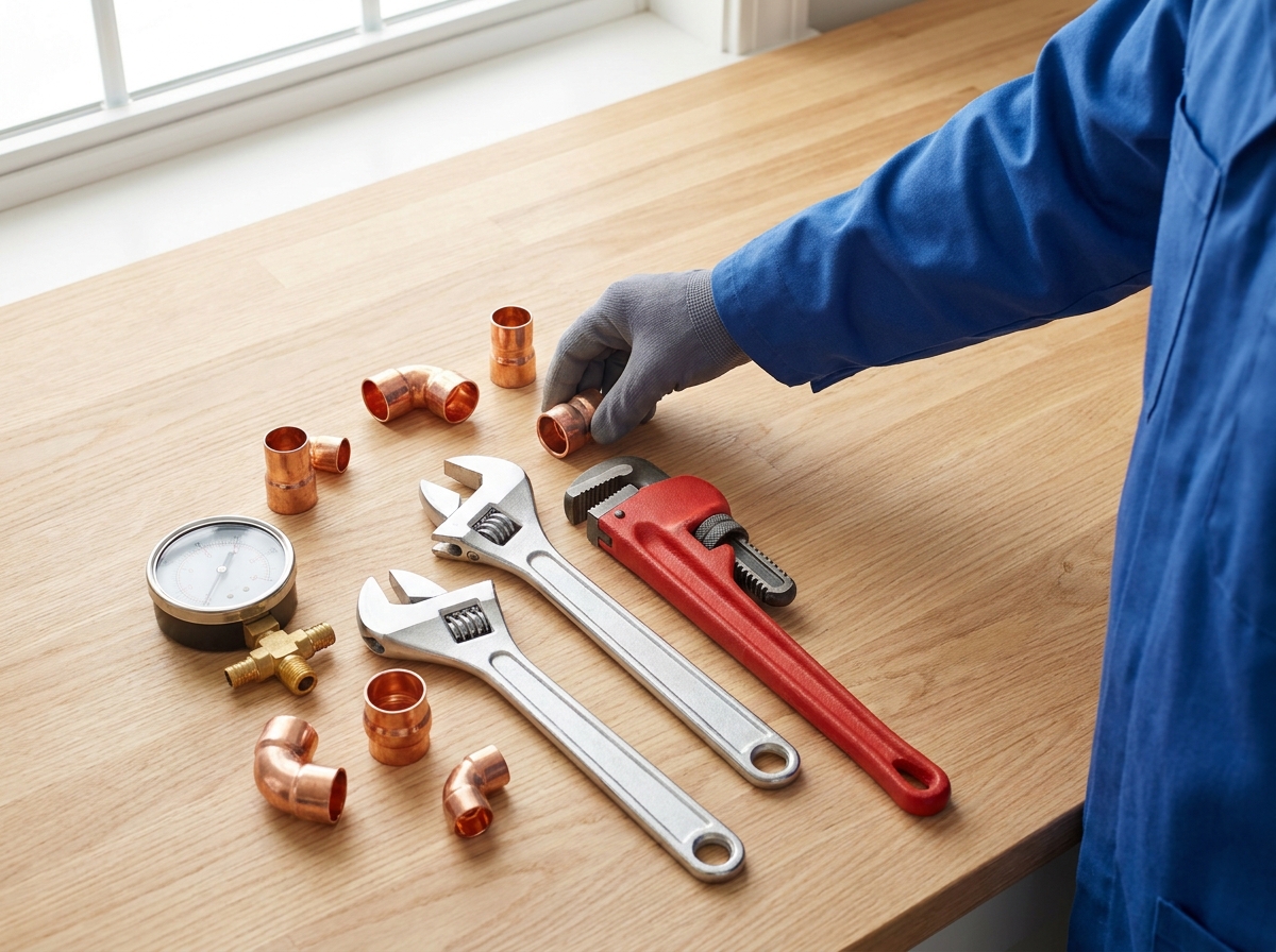 Drain and plumbing repair tools and hands-on work
